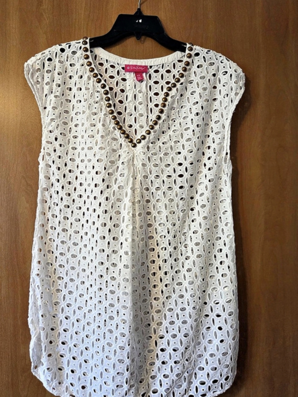 Lilly Pulitzer For Target Eyelet Tunic Cover-Up Blouse White Medium